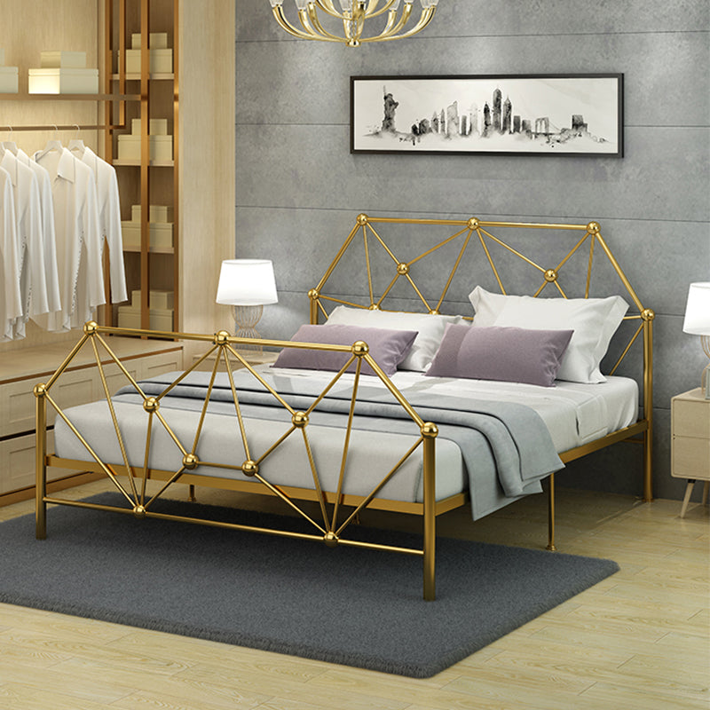 Contemporary Iron Bed Frame 39.76" H Wire-Grid Open-Frame Bed