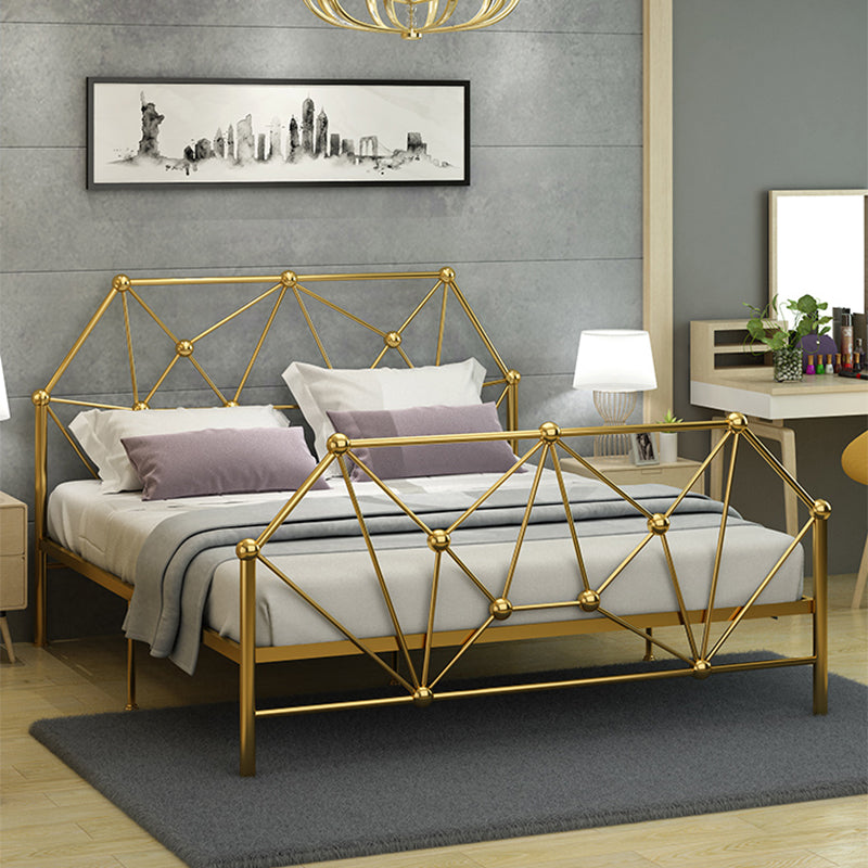 Contemporary Iron Bed Frame 39.76" H Wire-Grid Open-Frame Bed