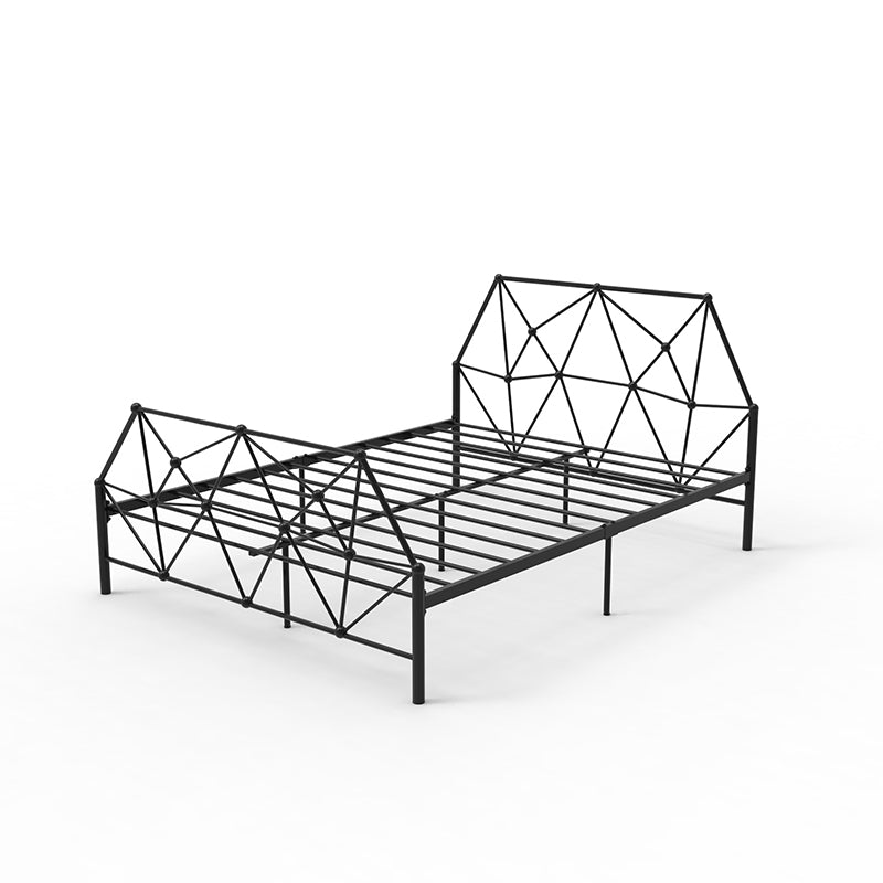 Contemporary Iron Bed Frame 39.76" H Wire-Grid Open-Frame Bed