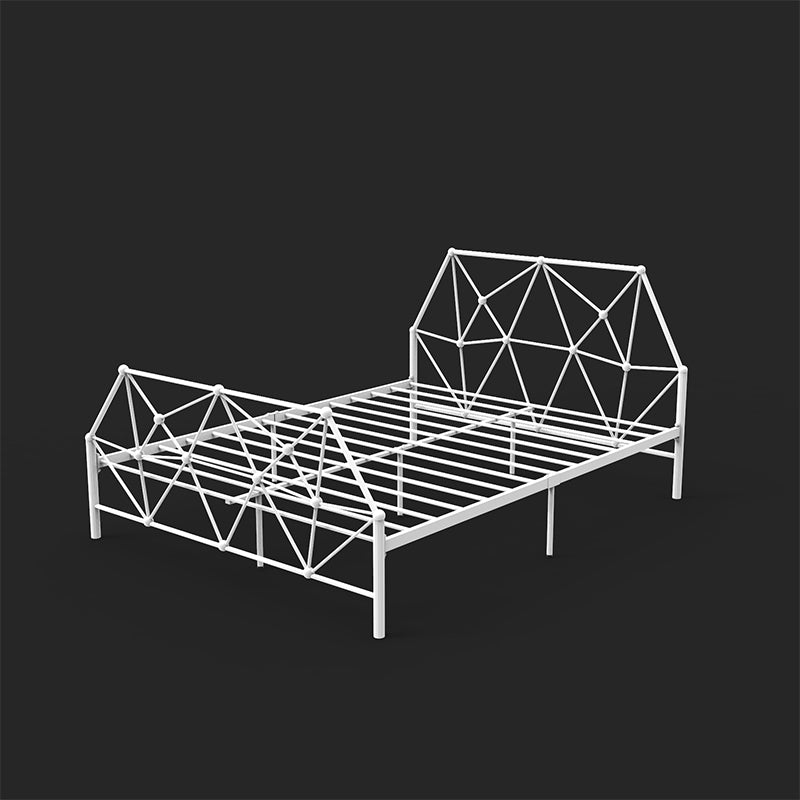 Contemporary Iron Bed Frame 39.76" H Wire-Grid Open-Frame Bed