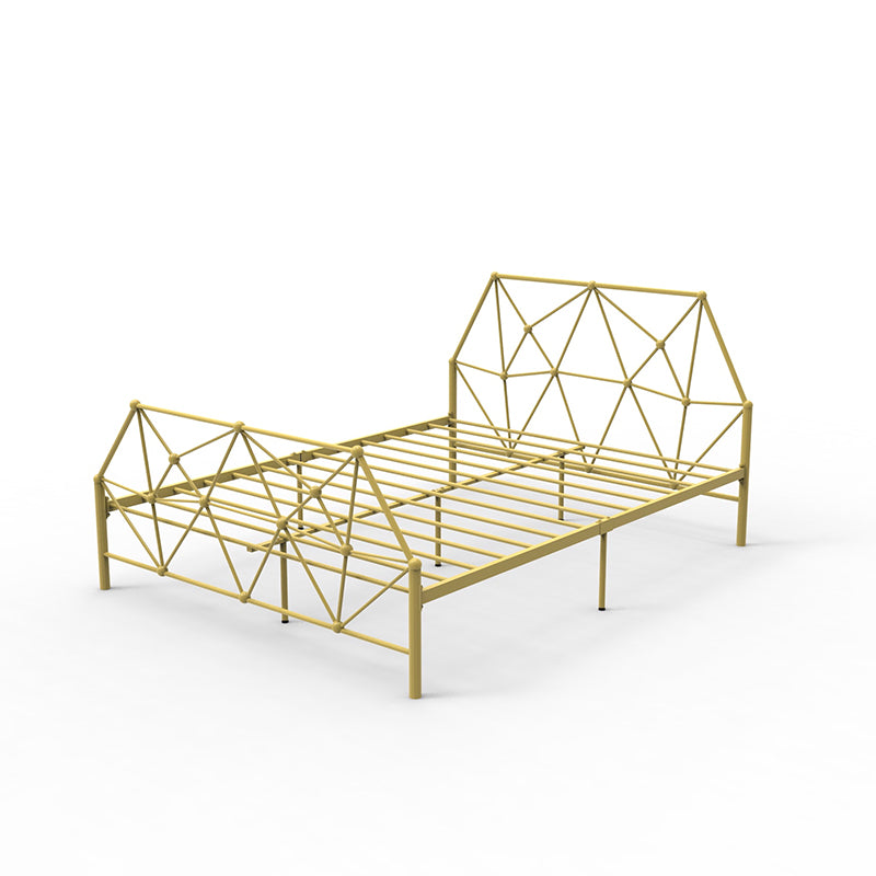 Contemporary Iron Bed Frame 39.76" H Wire-Grid Open-Frame Bed