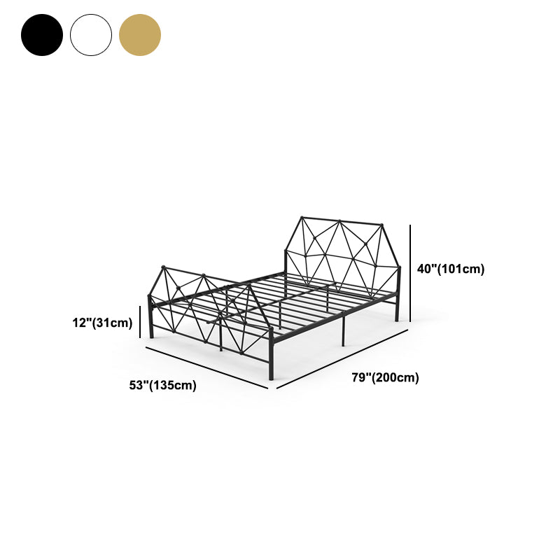 Contemporary Iron Bed Frame 39.76" H Wire-Grid Open-Frame Bed