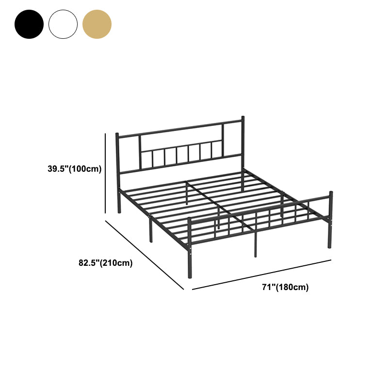 Contemporary Metal Standard Bed, Open-Frame Rectangular Headboard Bed