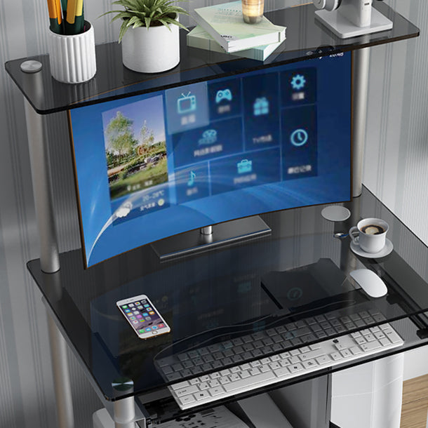 Modern Style Glass Office Desk Rectangle Computer Desk for Home