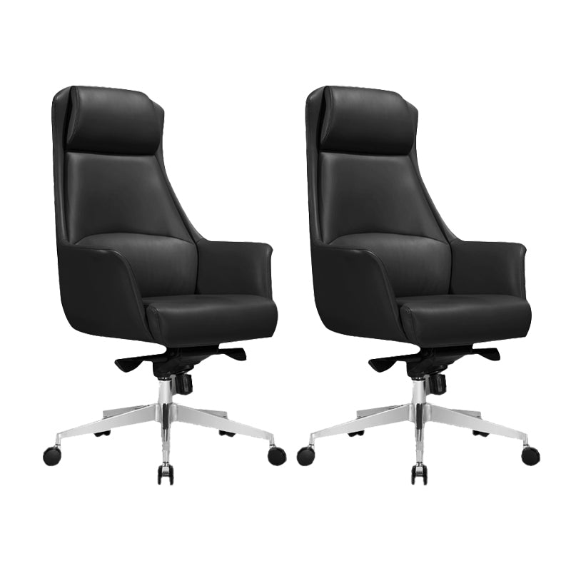 Ergonomic Faux Leather Task Chair with Padded Arms Contemporary Office Chair