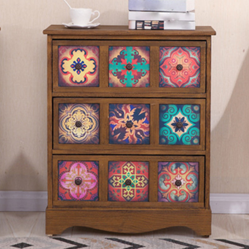 Traditional Brown Storage Chest Vertical Lingerie Chest with Drawers