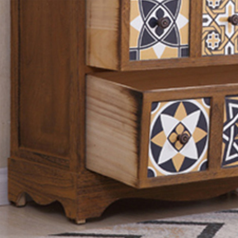 Traditional Brown Storage Chest Vertical Lingerie Chest with Drawers