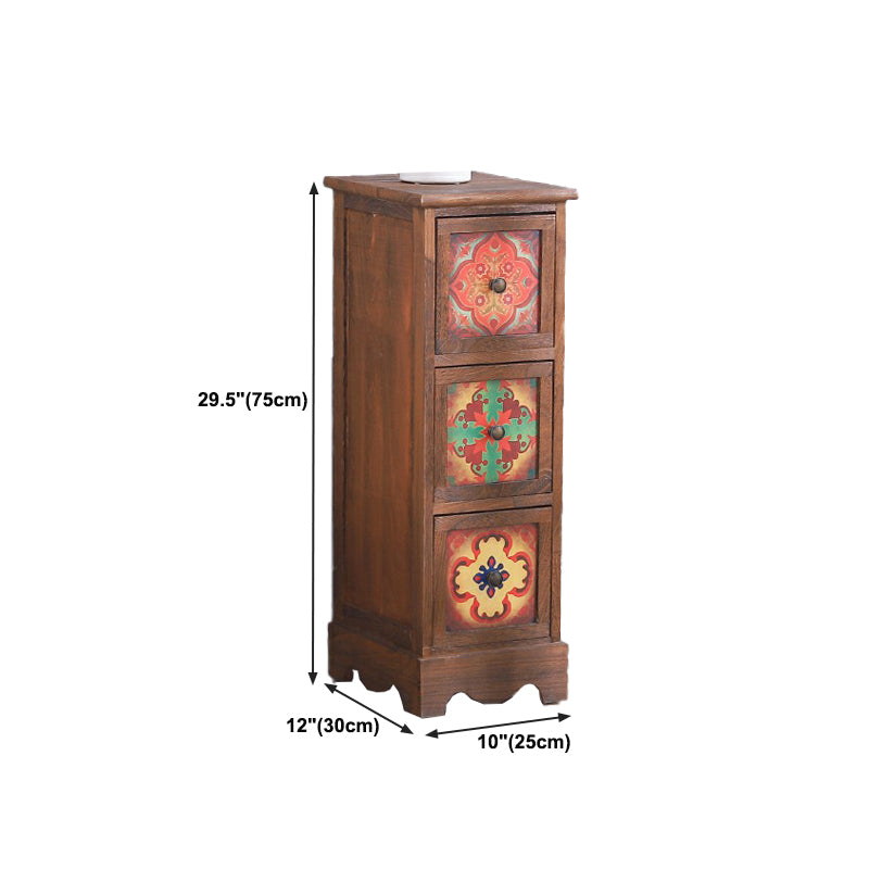 Traditional Brown Storage Chest Vertical Lingerie Chest with Drawers