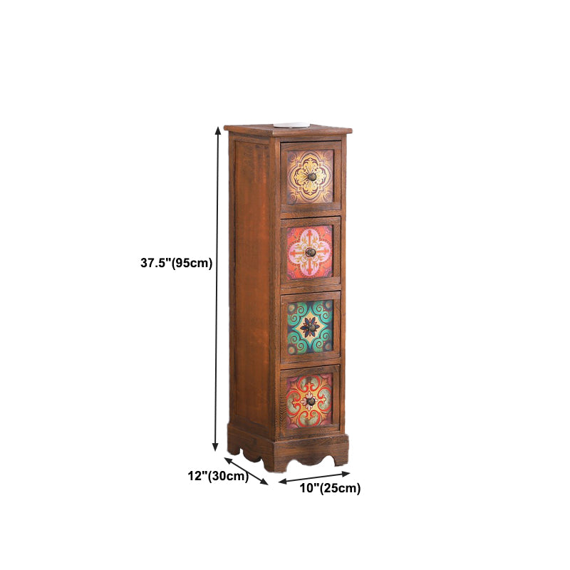 Traditional Brown Storage Chest Vertical Lingerie Chest with Drawers