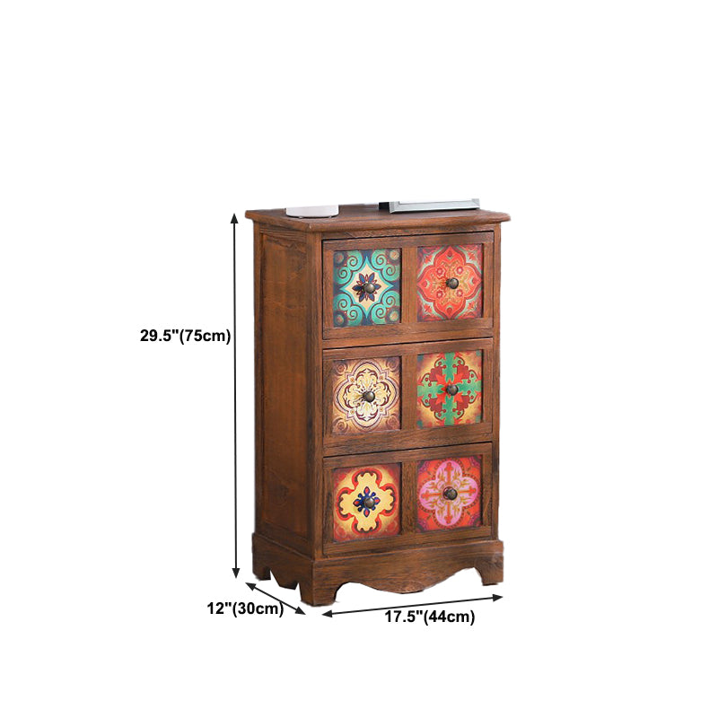 Traditional Brown Storage Chest Vertical Lingerie Chest with Drawers