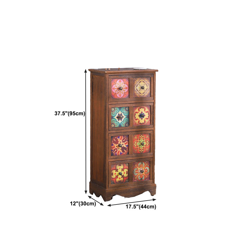 Traditional Brown Storage Chest Vertical Lingerie Chest with Drawers