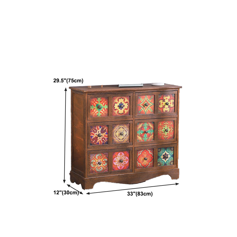 Traditional Brown Storage Chest Vertical Lingerie Chest with Drawers