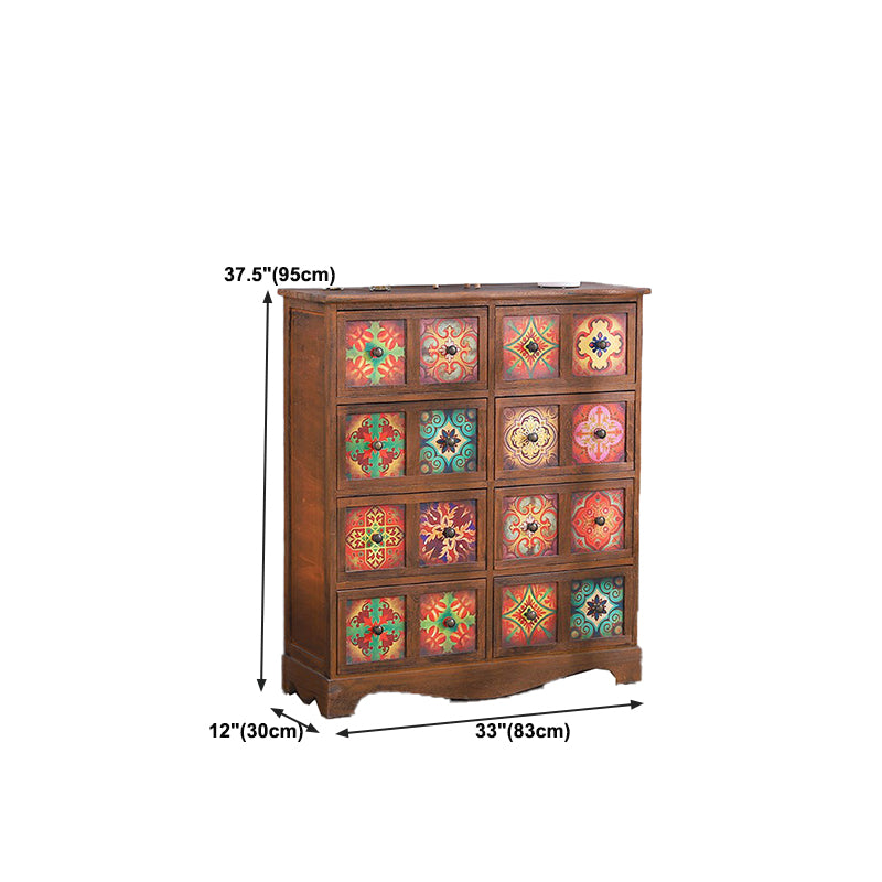 Traditional Brown Storage Chest Vertical Lingerie Chest with Drawers