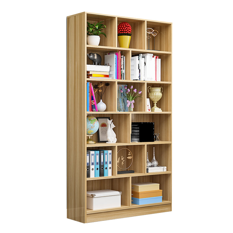 71" H X 9.5" W Modern Bookshelf Wooden Closed Back Bookcase with Rectangular Shelves