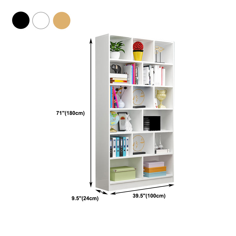 71" H X 9.5" W Modern Bookshelf Wooden Closed Back Bookcase with Rectangular Shelves
