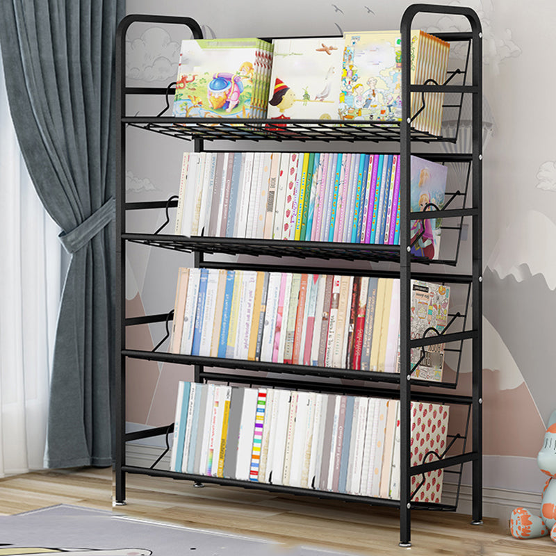 Modern Metal Bookcase Vertical Etagere Open Back Bookshelf in Burnish