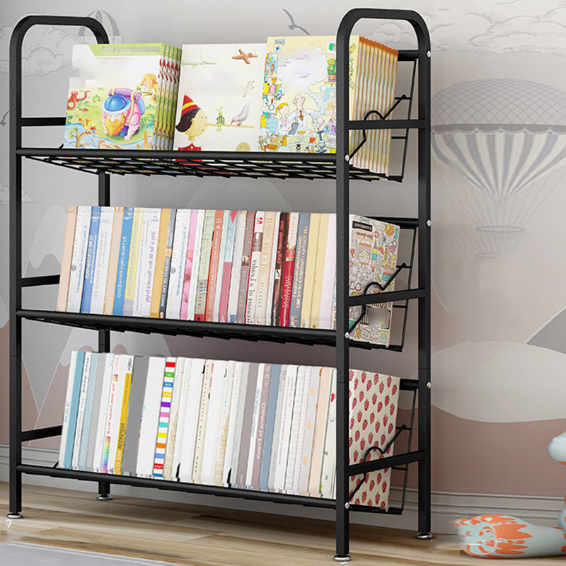 Modern Metal Bookcase Vertical Etagere Open Back Bookshelf in Burnish