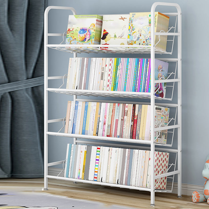 Modern Metal Bookcase Vertical Etagere Open Back Bookshelf in Burnish