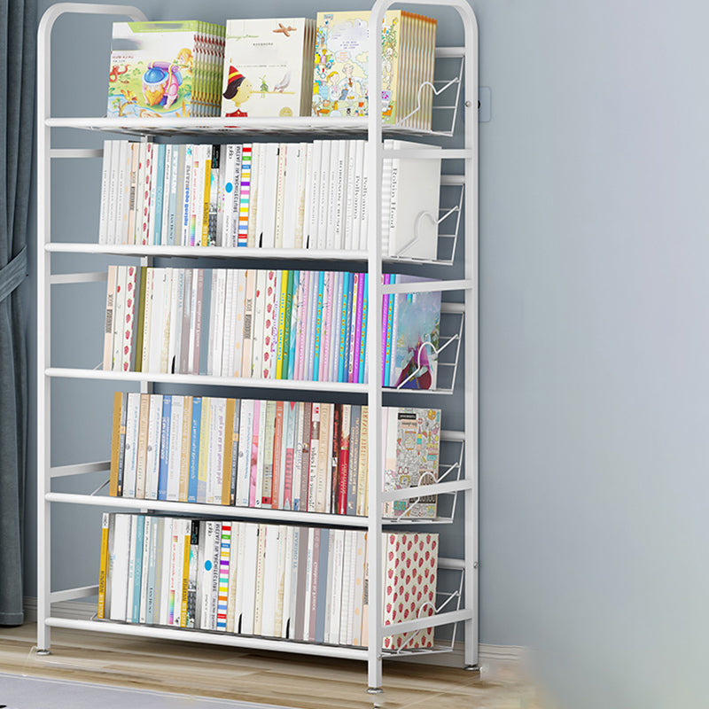 Modern Metal Bookcase Vertical Etagere Open Back Bookshelf in Burnish