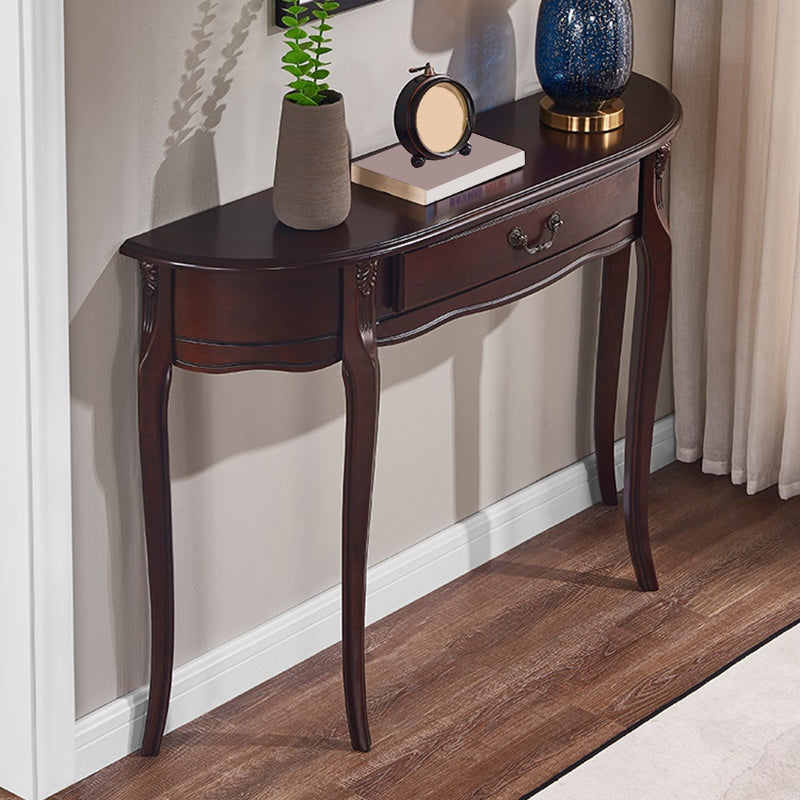 Mid-Century Modern Console Table Half Moon 4 Legs Rubbered Wood Sofa Console Table