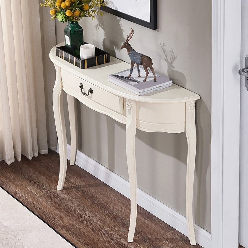 Mid-Century Modern Console Table Half Moon 4 Legs Rubbered Wood Sofa Console Table