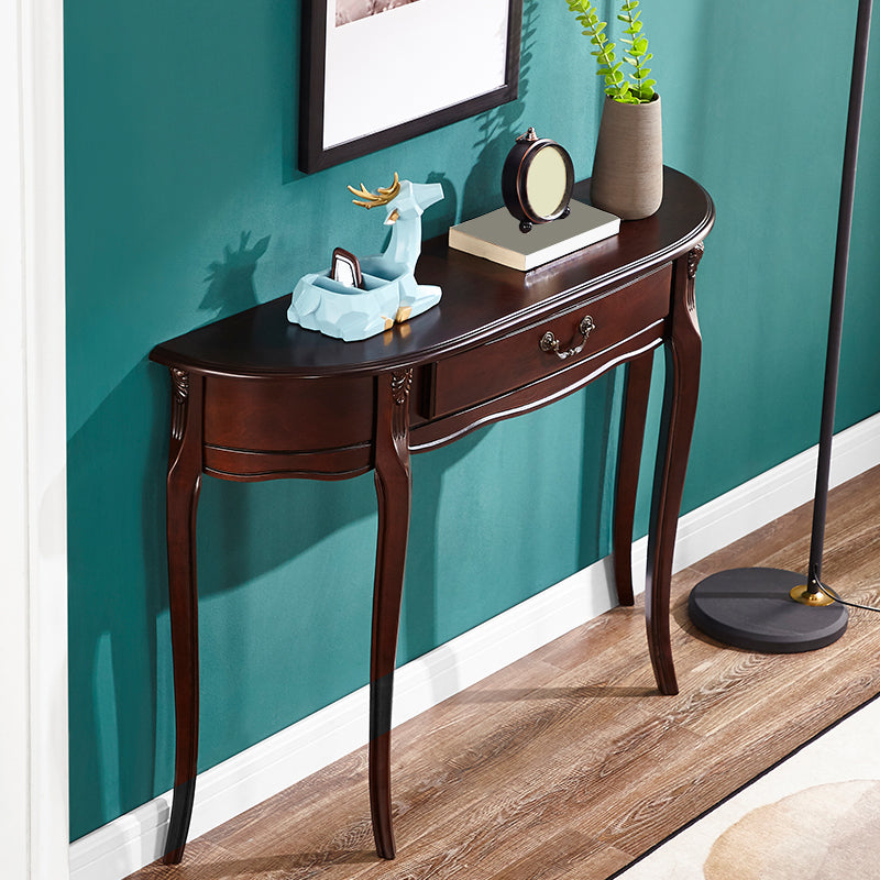 Mid-Century Modern Console Table Half Moon 4 Legs Rubbered Wood Sofa Console Table