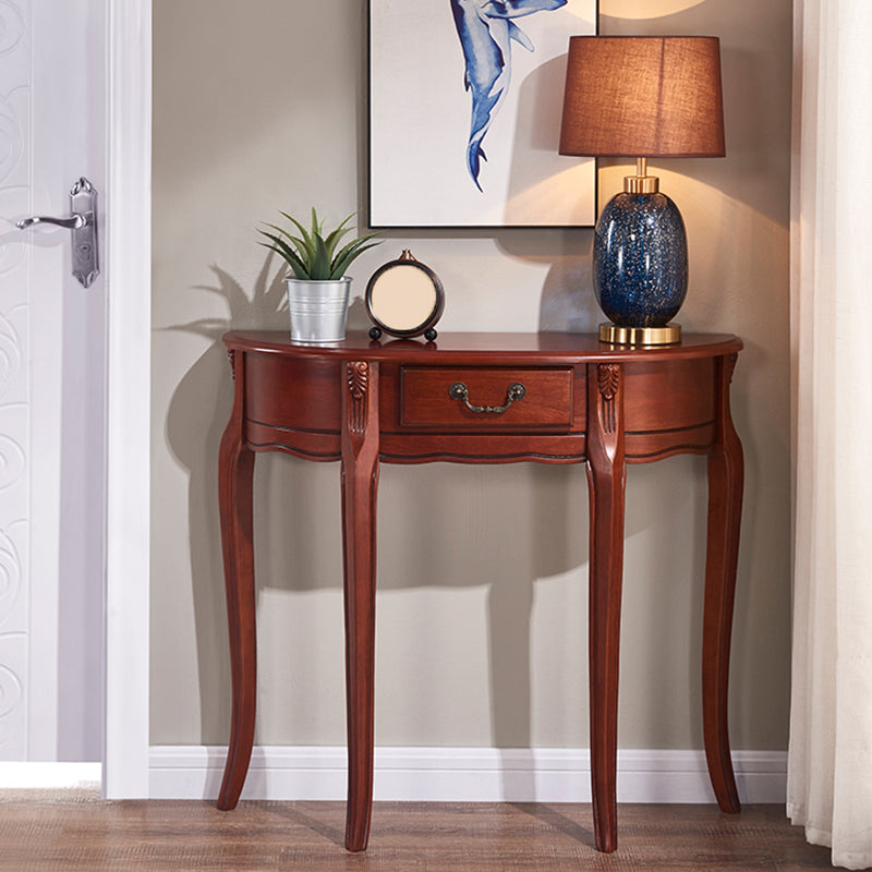 Mid-Century Modern Console Table Half Moon 4 Legs Rubbered Wood Sofa Console Table