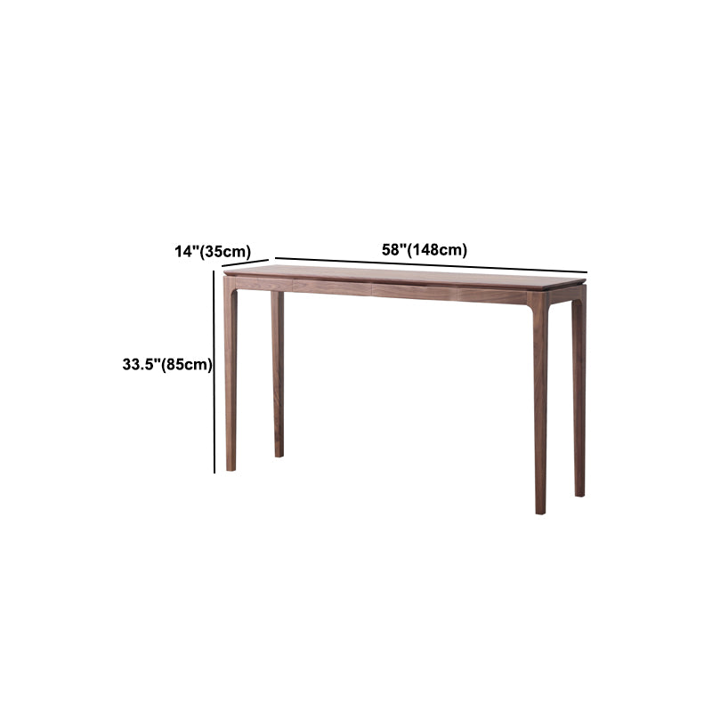 Mid-Century Modern Sofa Table 4 Legs Wood Rectangle Storage Walnut Console Table