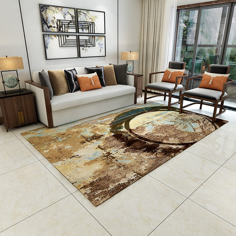 Contemporary Rug Abstract Pattern Basic Area Rug Polyester Anti-Slip Rug for Living Room