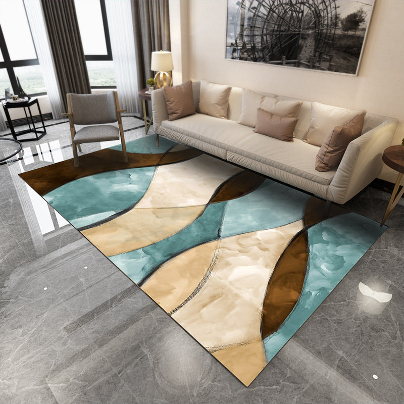 Contemporary Rug Abstract Pattern Basic Area Rug Polyester Anti-Slip Rug for Living Room