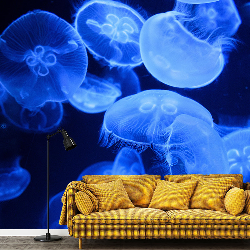 Pleasing Wall Mural Jellyfish Printed Sitting Room Wall Mural