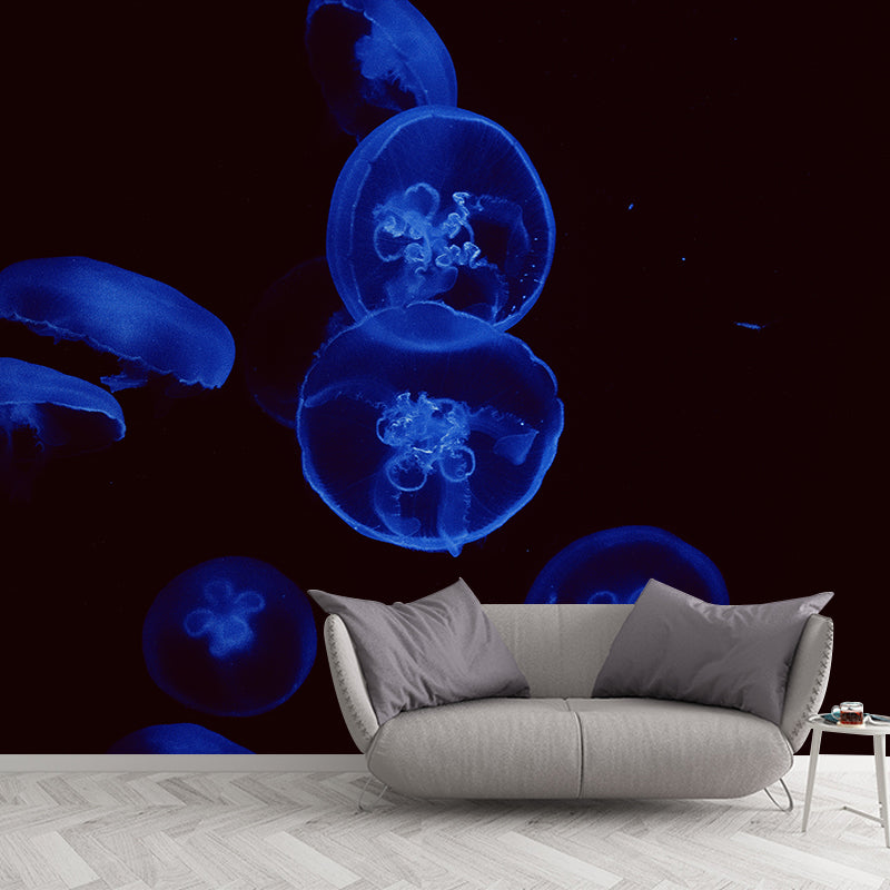 Pleasing Wall Mural Jellyfish Printed Sitting Room Wall Mural