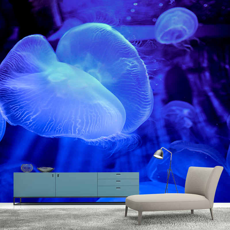 Pleasing Wall Mural Jellyfish Printed Sitting Room Wall Mural