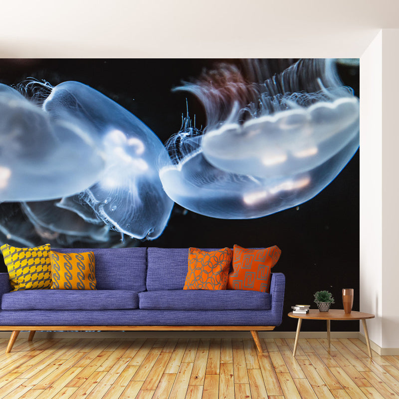 Pleasing Wall Mural Jellyfish Printed Sitting Room Wall Mural