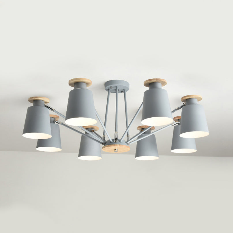Rotatable Bucket Shade Chandelier Nordic Simple Metal Pendant Light for Living Room