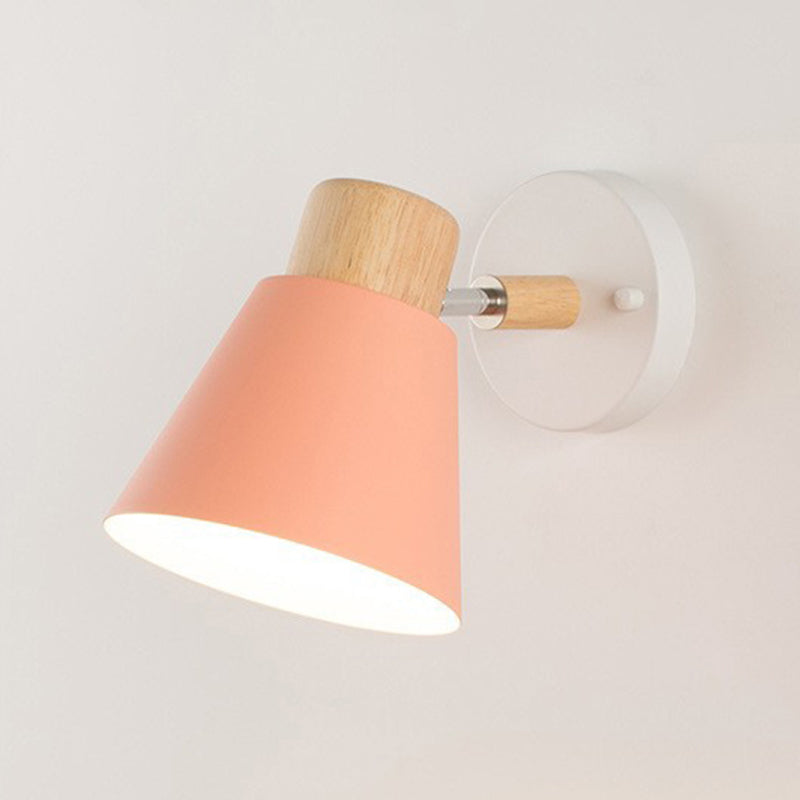 Modernism Metal Shaded Wall Light Polish Finish Wood Lighting for Room