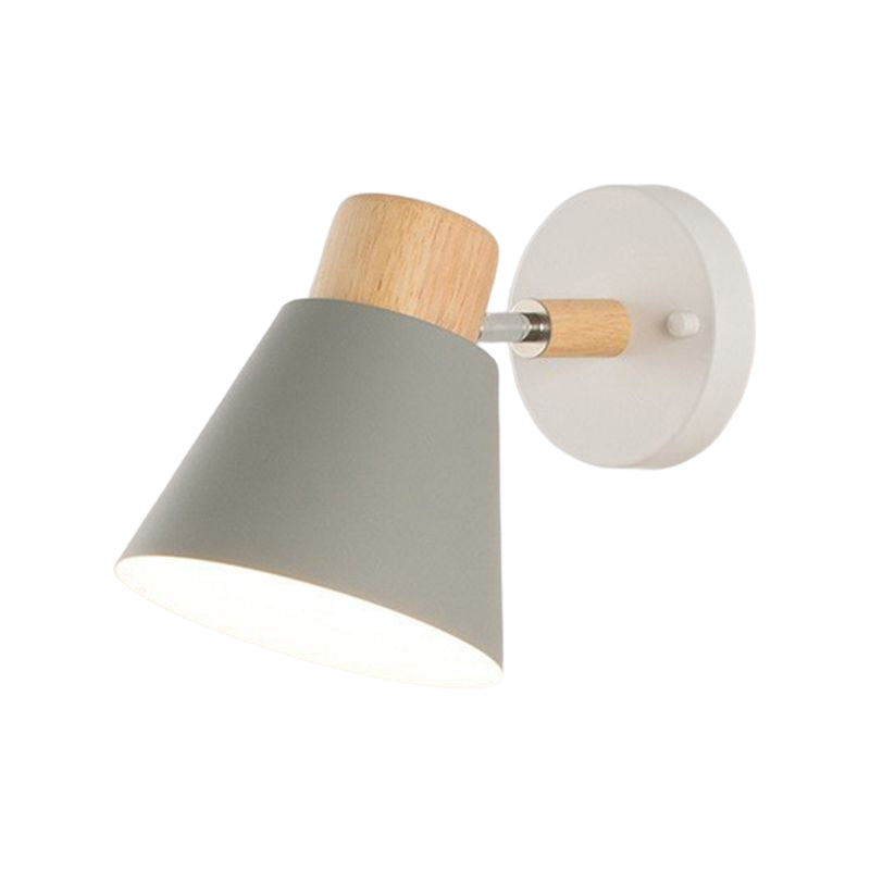 Modernism Metal Shaded Wall Light Polish Finish Wood Lighting for Room