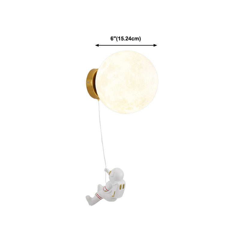 Kids Style 1 - Light Wall Sconce in White Moon Shape Resin and Iron Wall Light