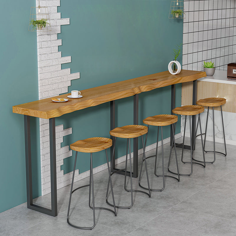 Pine Wood Bar Dining Table Modern Rectangle Bar Table  for Milk Tea Shop Balcony