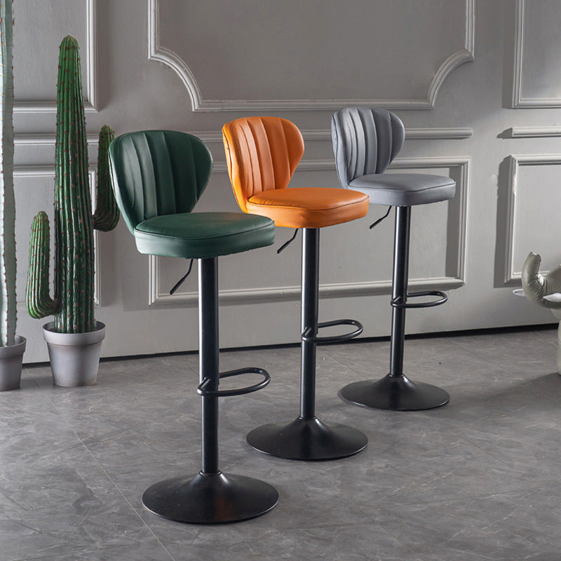 Modern Adjustable Height Swivel Stool Leather Upholstered Stool
