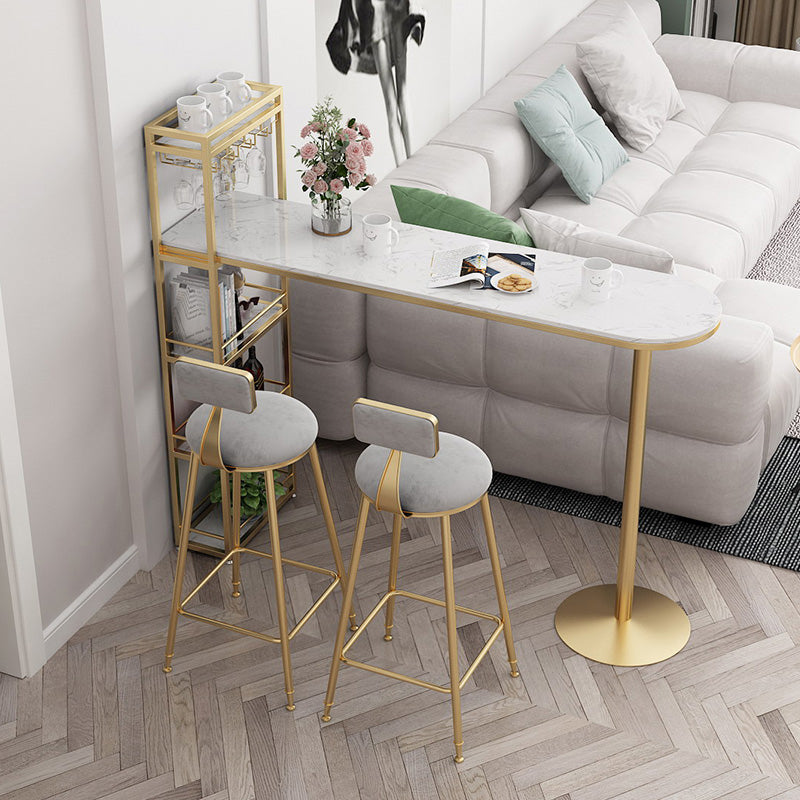 Modern Footrest Bar Stool Low Back Grey Bar & Counter Stool for Living Room