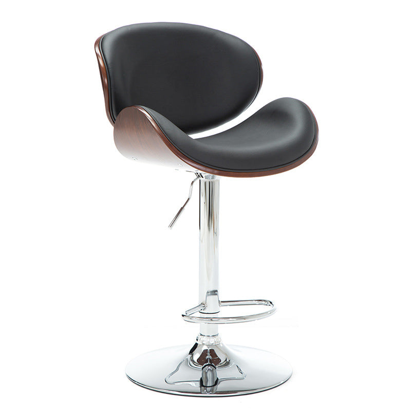 Contemporary Metal Barstool Faux Leather Counter Stool in Matte Finish