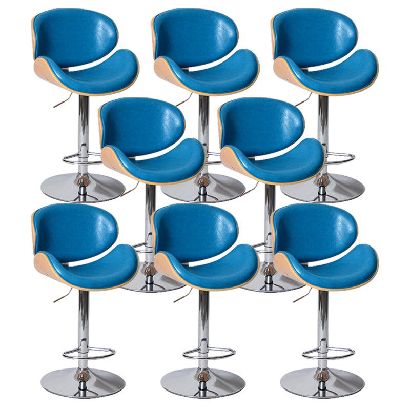 Contemporary Metal Barstool Faux Leather Counter Stool in Matte Finish