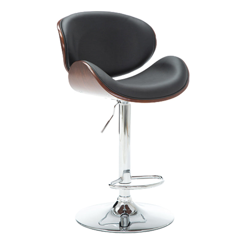 Contemporary Metal Barstool Faux Leather Counter Stool in Matte Finish