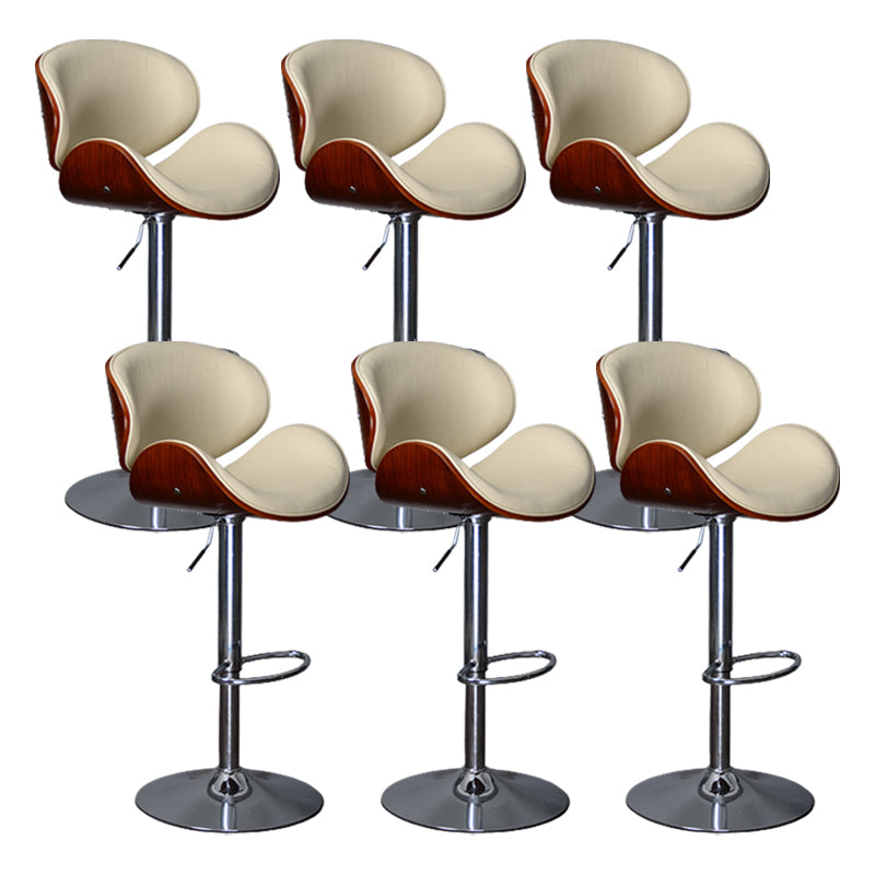 Contemporary Metal Barstool Faux Leather Counter Stool in Matte Finish