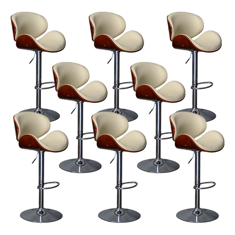 Contemporary Metal Barstool Faux Leather Counter Stool in Matte Finish