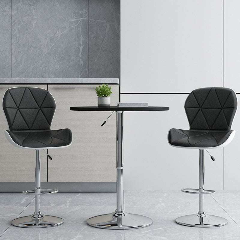 Modern Metal Barstool Faux Leather Counter Stool in Matte Finish