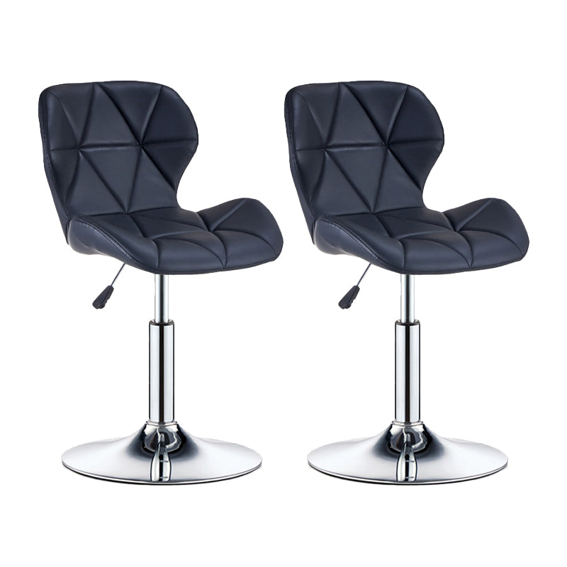 Modern Metal Barstool Faux Leather Counter Stool in Matte Finish