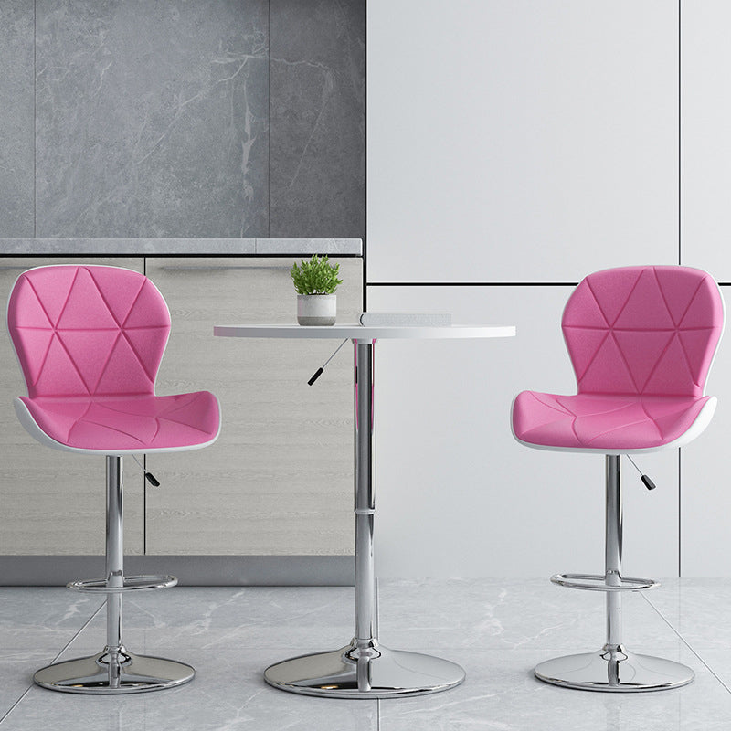 Modern Metal Barstool Faux Leather Counter Stool in Matte Finish