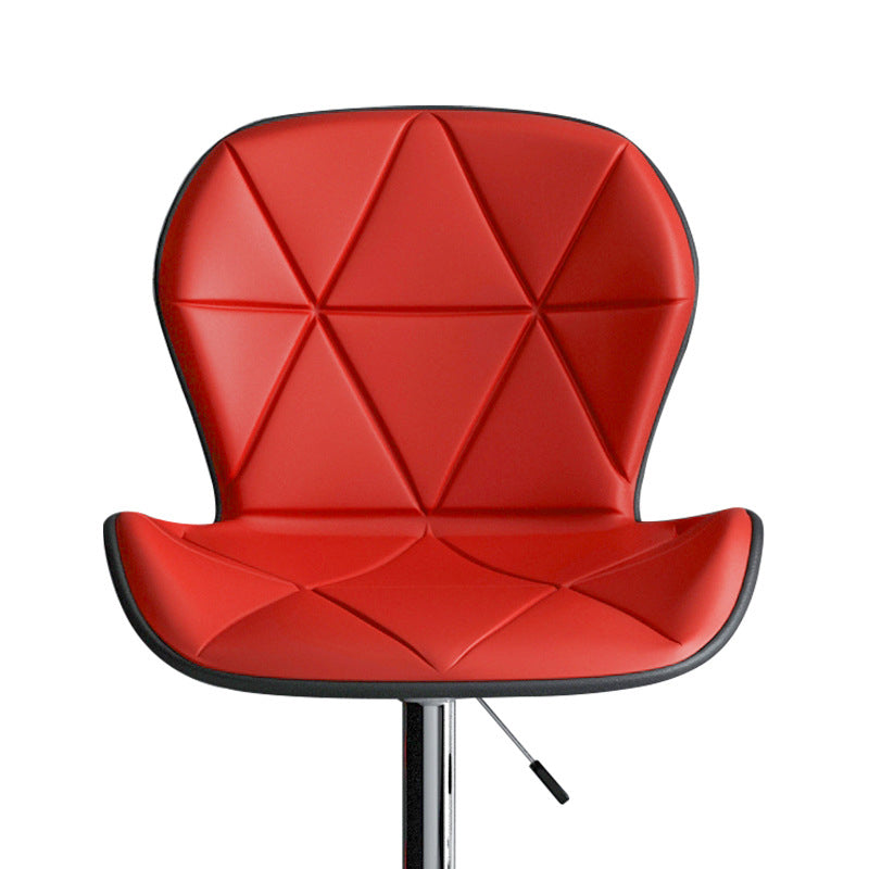 Modern Metal Barstool Faux Leather Counter Stool in Matte Finish